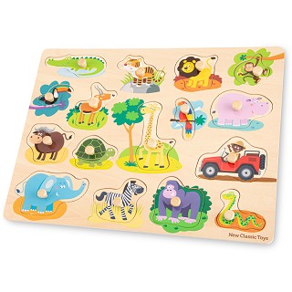 Peg puzzle - 16 pieces - safari